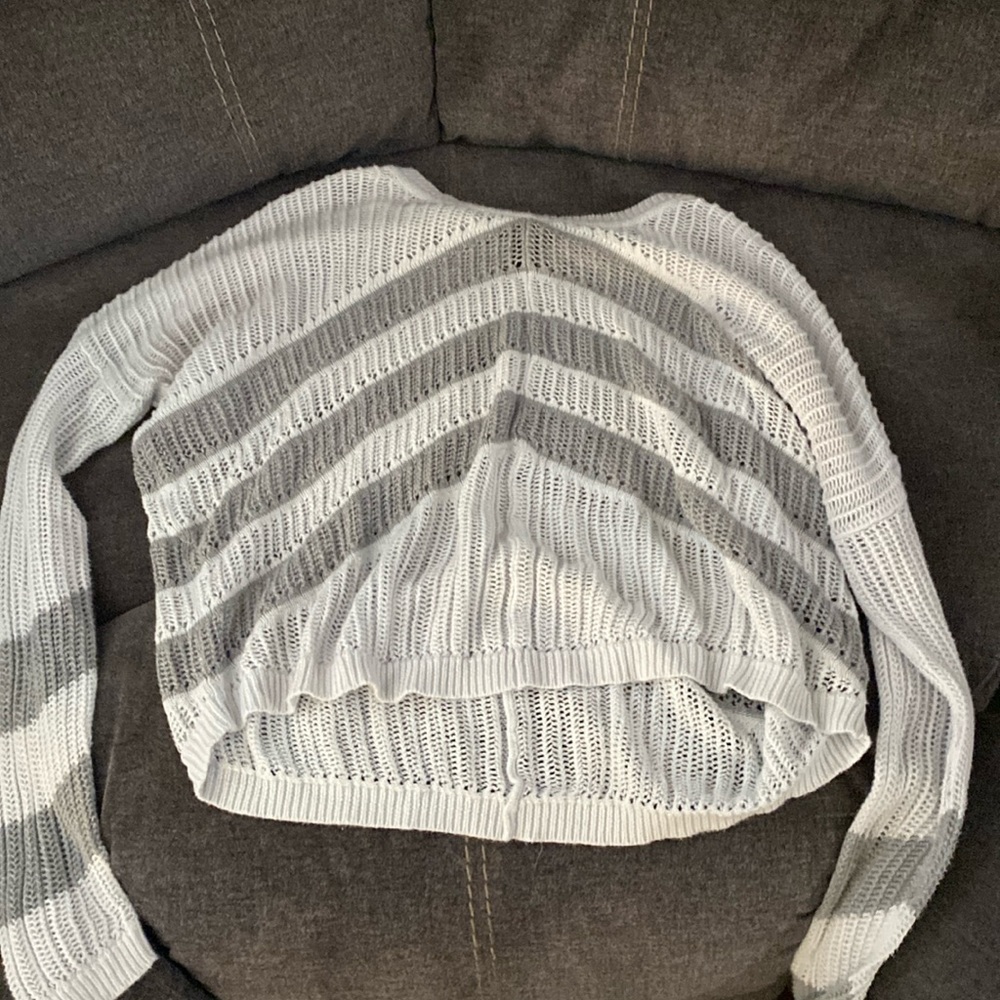 This is a knit grey and white striped shirt size M brand Joe Boxer